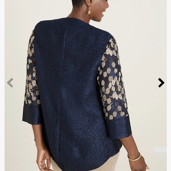 Chico's-Jacket Travelers Collection Blue Trapeze-Size 1 (8/10 Medium) - Picture 4 of 17